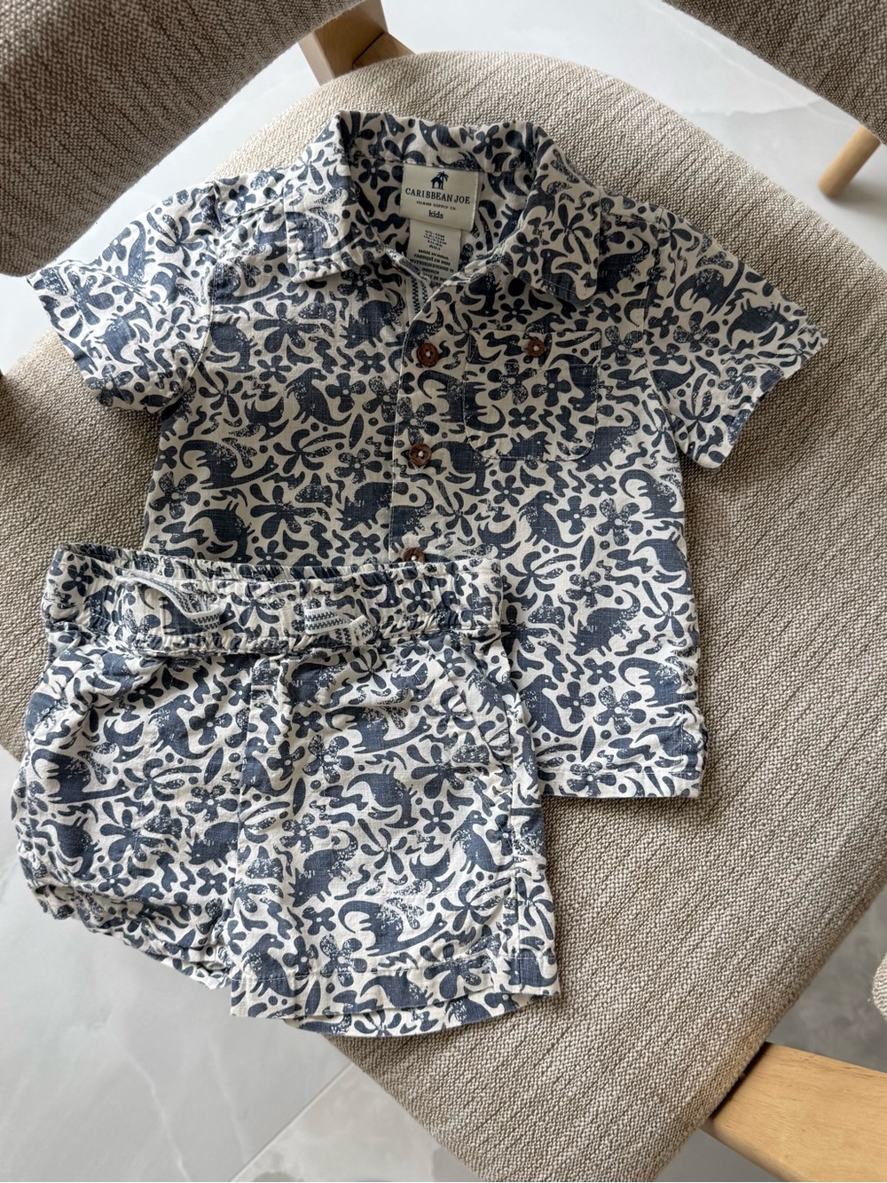 Caribbean Joe Kids Navy and White Floral Set